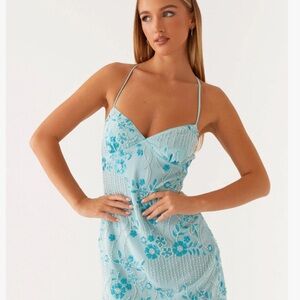Vietta Sequin Cami Mini Dress - Blue